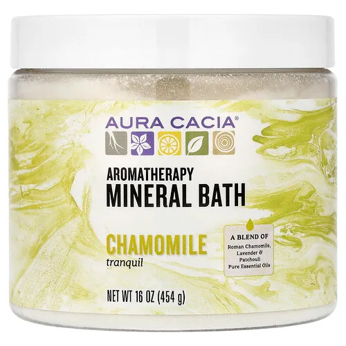 Aura Cacia, Baño Mineral de Aromaterapia, Camomila Tranquila, 16 oz (454 g)