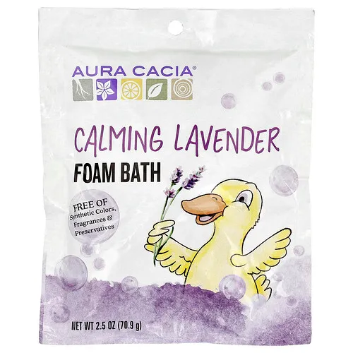 Aura Cacia, Espuma de baño calmante, Aceite esencial de lavanda, 2.5 oz (70.9 g)