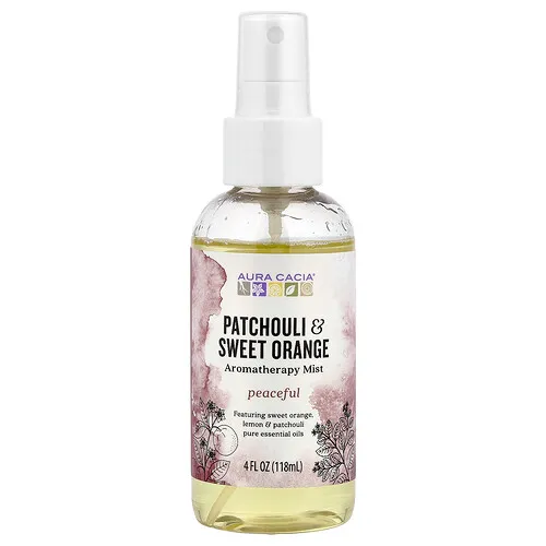 Aura Cacia, Bruma de aromaterapia, Pachuli y naranja dulce, 118 ml (4 oz. líq.)