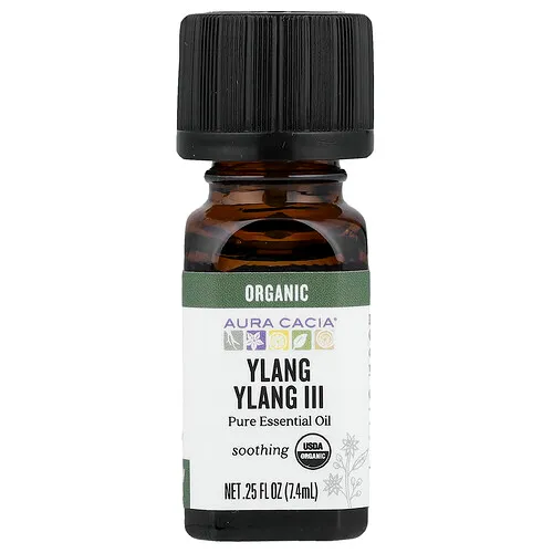 Aura Cacia, Aceite esencial puro, Ylang-ylang III orgánico, 7,4 ml (0,25 oz. líq.)