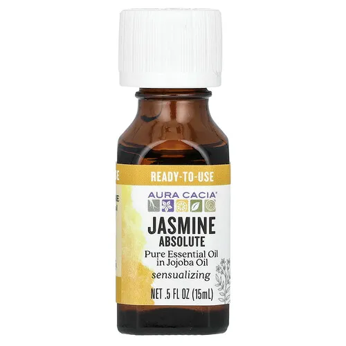Aura Cacia, Aceite esencial puro con aceite de jojoba, Absoluto de jazmín, 15 ml (0,5 oz. Líq.)