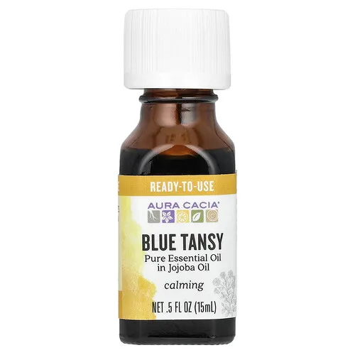 Aura Cacia, Aceite esencial puro en aceite de jojoba, tanaceto azul, 15 ml (0,5 oz. líq.)