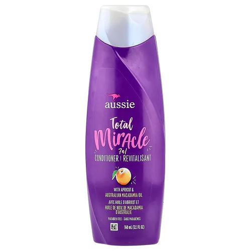 Aussie, Total Miracle, Acondicionador 7 en 1 con albaricoque y aceite de macadamia australiana, 360 ml (12,1 oz. líq.)