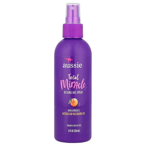 Aussie, Total Miracle, Spray desenredante con albaricoque y aceite de macadamia australiana, 236 ml (8 oz. líq.)