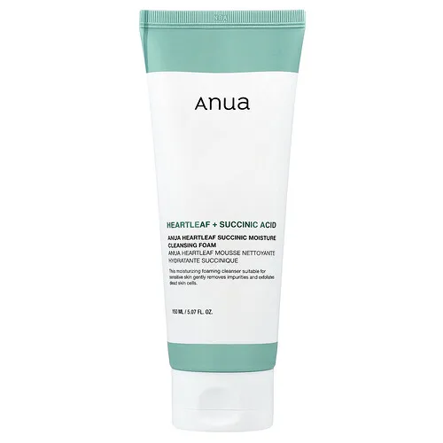 Anua, Heartleaf Succinic, Espuma humectante y limpiadora, Succínico, 150 ml (5,07 oz. líq.)
