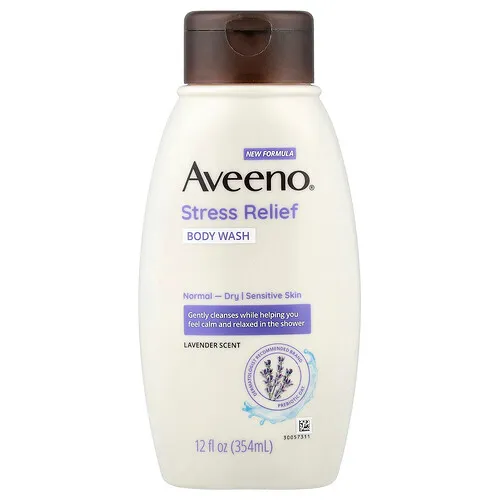 Aveeno, Jabón líquido para el cuerpo para aliviar el estrés, Para piel normal a seca, Lavanda, 354 ml (12 oz. líq.)