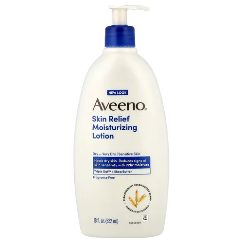 Aveeno, Loción humectante para aliviar la piel, Para piel seca a muy seca y sensible, Sin fragancia, 532 ml (18 oz. líq.)