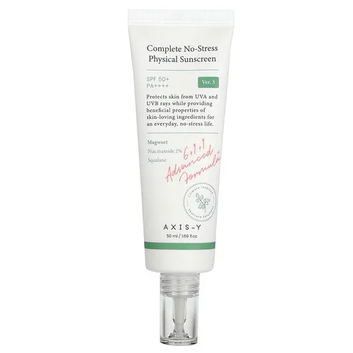 Axis-Y, Protector solar físico completo sin estrés, FPS 50+, PA ++++, Versión 3, 50 ml (1,69 oz. Líq.)