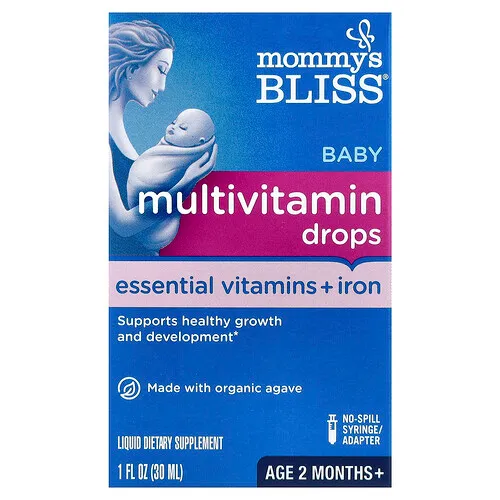 Mommy's Bliss, Suplemento multivitamínico en gotas para bebés, Vitaminas esenciales más hierro, Bebés de 2 meses en adelante, 30 ml (1 oz. líq.)
