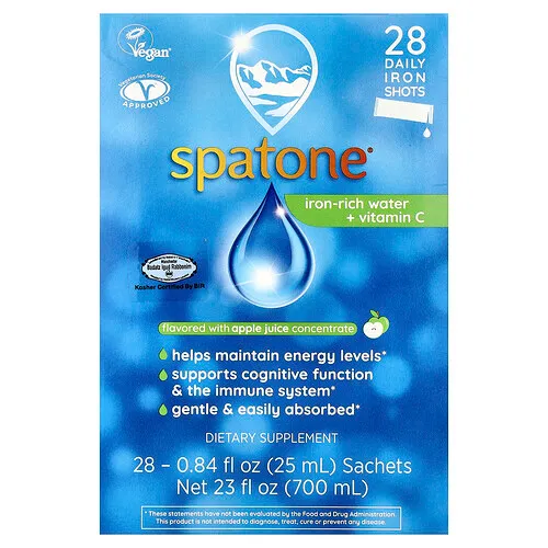 Bach, Spatone®, Agua rica en hierro y vitamina C, Zumo de manzana, 28 sobres, 25 ml (0,84 oz. líq.) cada uno