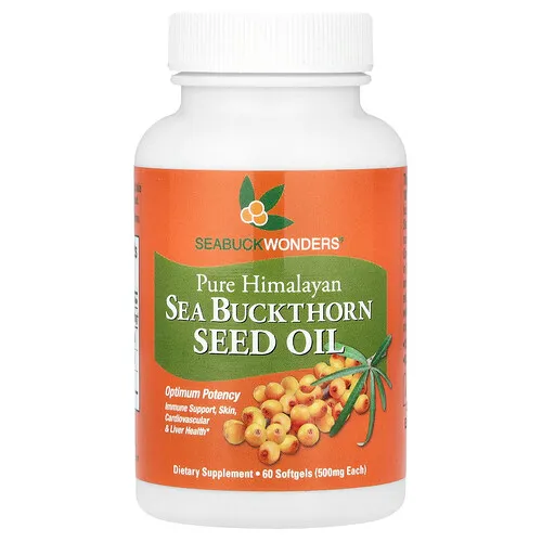 SeaBuckWonders, Aceite de semilla de espino amarillo, 60 cápsulas blandas (500 mg por cápsula blanda)