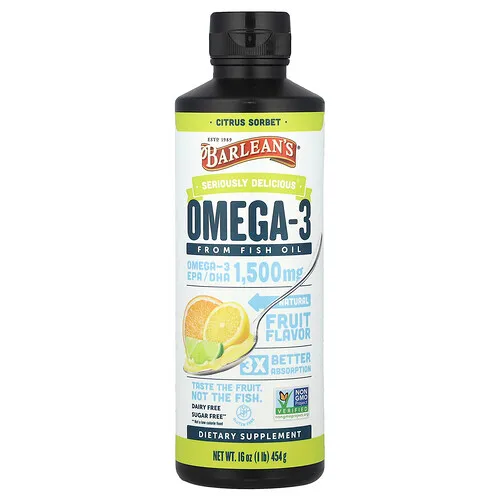 Barlean's, Seriously Delicious®, Omega-3 proveniente del aceite de pescado, Sorbete de cítricos, 454 g (16 oz)