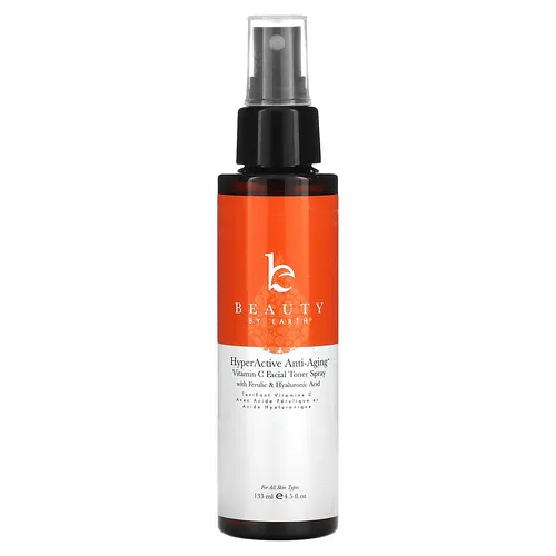 Beauty By Earth, HyperActive Antiedad, Tónico facial con vitamina C, 133 ml (4,5 oz. líq.)