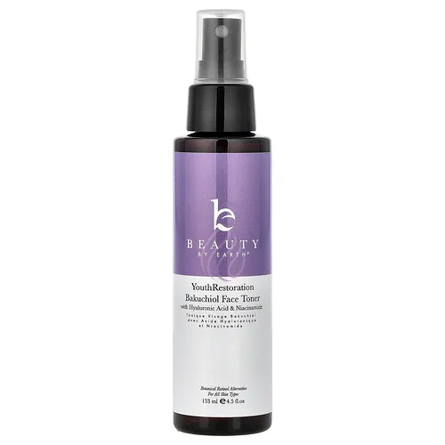 Beauty By Earth, Tónico facial con bakuchiol para restaurar la juventud, Para todo tipo de piel, 133 ml (4,5 oz. líq.)
