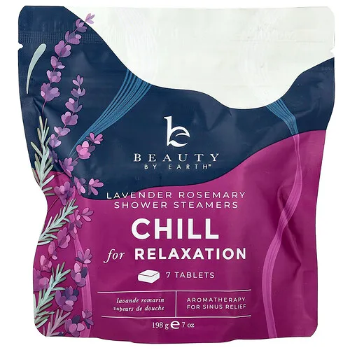 Beauty By Earth, Chill for Relaxation Shower Steamers, Lavanda y romero, 7 comprimidos, 198 g (7 oz)