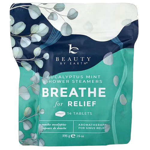 Beauty By Earth, Vaporizadores para la ducha Breathe for Relief, Eucalipto y menta, 14 comprimidos, 396 g (14 oz)