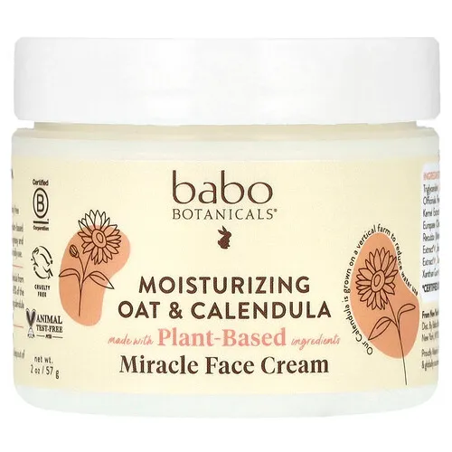 Babo Botanicals, Crema milagrosa para el rostro, Humectante con avena y caléndula, 57 g (2 oz)