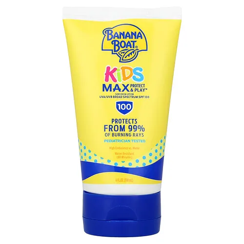Banana Boat, Niños, Max Protect & Play™, Loción con protección solar, FPS 100, 118 ml (4 oz. líq.)
