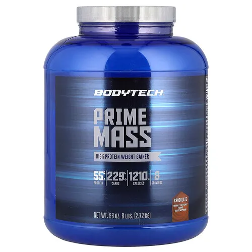BodyTech, Prime Mass, Suplemento para aumentar de peso con alto contenido de proteínas, Chocolate, 2,72 kg (6 lb)
