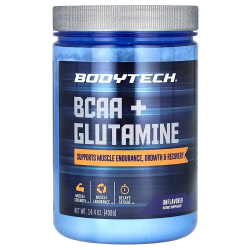 BodyTech, BCAA y glutamina en polvo, Sin sabor, 409 g (14,4 oz)