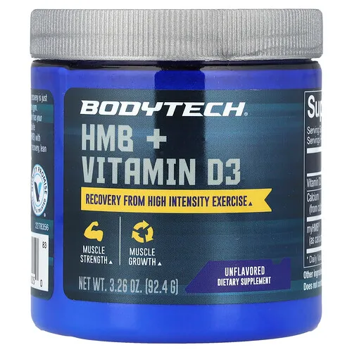 BodyTech, HMB más vitamina D3, Sin sabor, 92,4 g (3,26 oz)