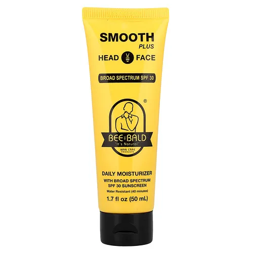 Bee Bald, Smooth Plus, Humectante de uso diario para el rostro y la cabeza, FPS 30, 50 ml (1,7 oz. líq.)