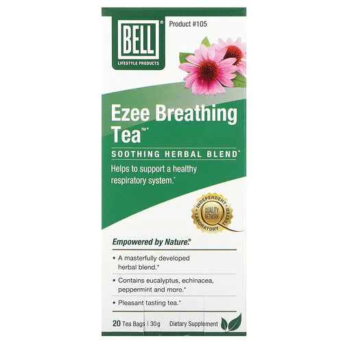 Bell Lifestyle, Ezee, Té para respirar, Mezcla de hierbas calmantes, 20 bolsitas de té, 30 g