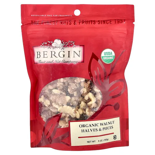 Bergin Fruit and Nut Company, Mitades y trozos de nueces orgánicas`` 142 g (5 oz)