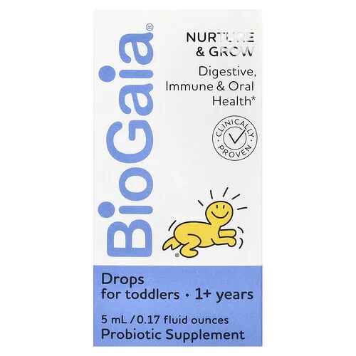 BioGaia, Gotas para nutrir y hacer crecer, Niños de 1 año en adelante, 200 millones de UFC, 5 ml (0,17 oz. líq.)