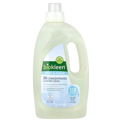 Biokleen, Líquido para lavar la ropa, Sin y transparente, Sin fragancia, 1,89 L (64 oz. Líq.)