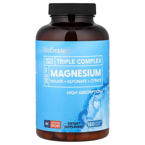 BioEmblem, Magnesio de triple complejo, 180 cápsulas vegetales (150 mg por cápsula)