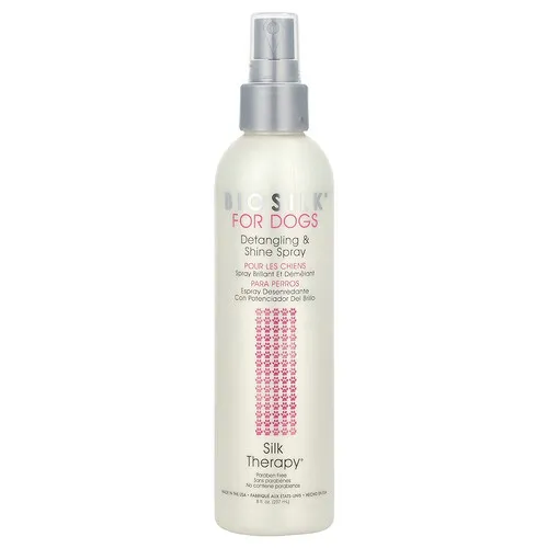Biosilk, Silk Therapy, Spray desenredante y brilloso para perros, 237 ml (8 oz. Líq.)