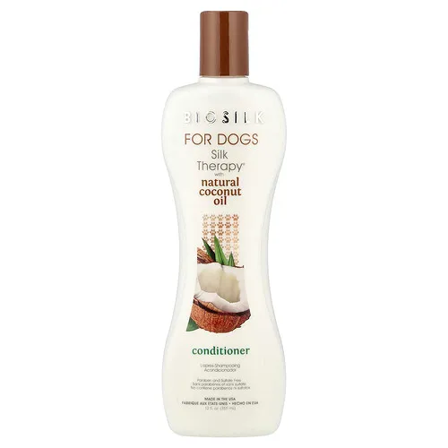 Biosilk, Silk Therapy®, Acondicionador con aceite de coco natural, Para perros, 355 ml (12 oz. líq.)