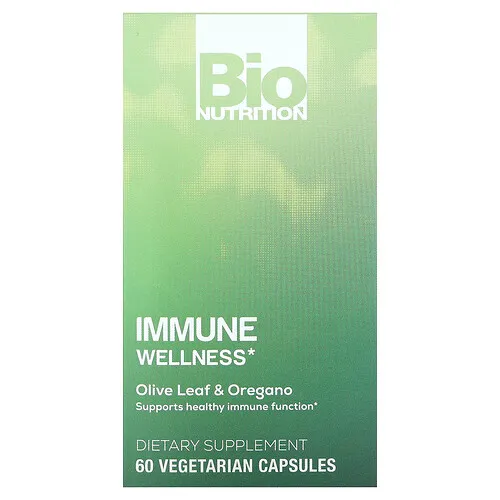Bio Nutrition, Bienestar inmunitario, Hoja de olivo y orégano`` 60 cápsulas vegetales