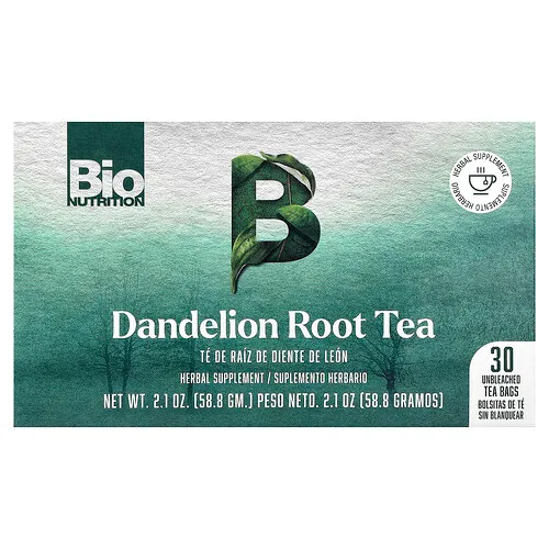 Bio Nutrition, Té de raíz de diente de león, Sin cafeína, 30 bolsitas de té sin blanquear, 58,8 g (2,1 oz)