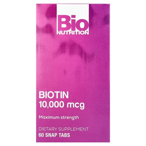 Bio Nutrition, Biotina, Concentración máxima, 10.000 mcg, 60 comprimidos a presión