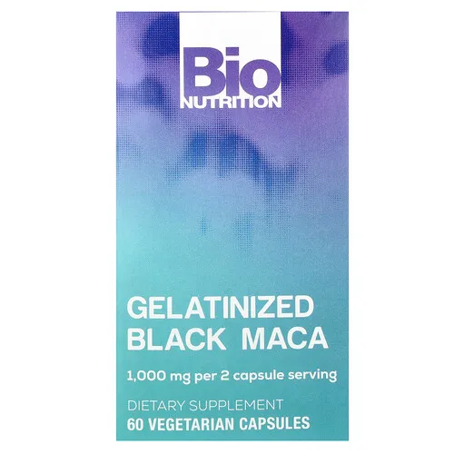 Bio Nutrition, Maca negra gelatinizada, 60 cápsulas vegetales (500 mg por cápsula)