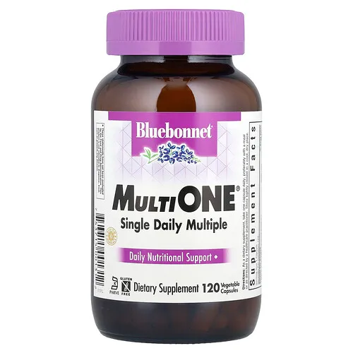 Bluebonnet Nutrition, MultiONE®, Suplemento multivitamínico para una sola ingesta diaria, 120 cápsulas vegetales