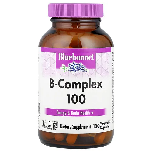 Bluebonnet Nutrition, Complejo de vitaminas B 100, 100 cápsulas vegetales