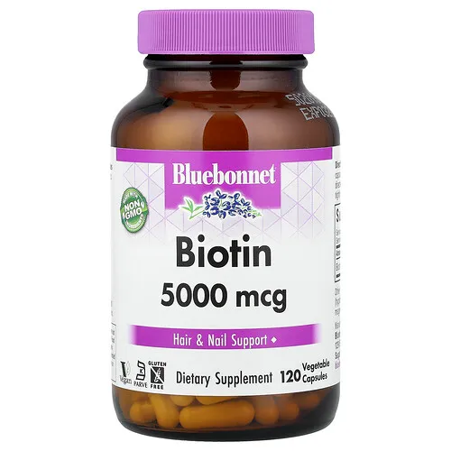 Bluebonnet Nutrition, Biotina, 5000 mcg, 120 cápsulas vegetales