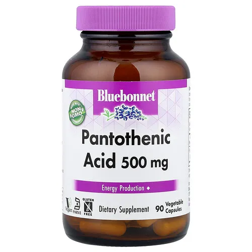 Bluebonnet Nutrition, Ácido pantoténico, 500 mg, 90 cápsulas vegetales