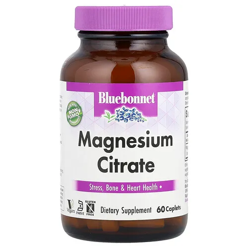 Bluebonnet Nutrition, Citrato de magnesio, 60 comprimidos oblongos (200 mg por comprimido oblongo)
