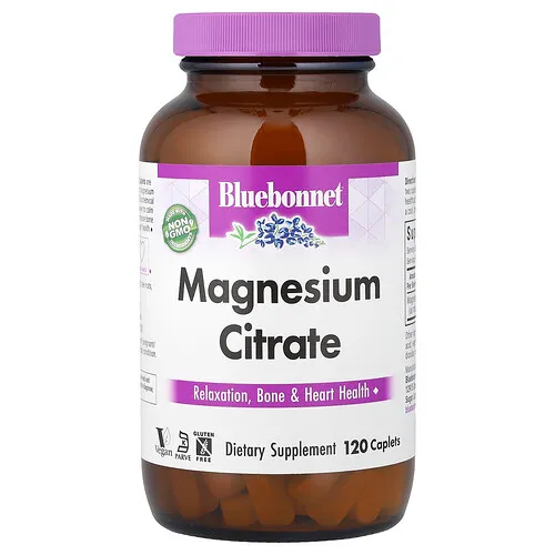 Bluebonnet Nutrition, Citrato de magnesio, 120 comprimidos oblongos (200 mg por comprimido oblongo)