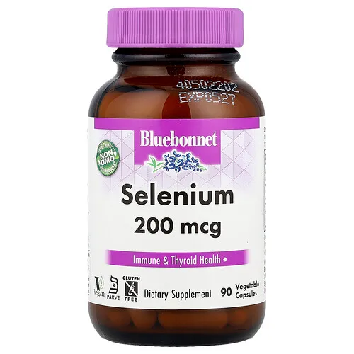 Bluebonnet Nutrition, Selenio, 200 mcg, 90 cápsulas vegetales
