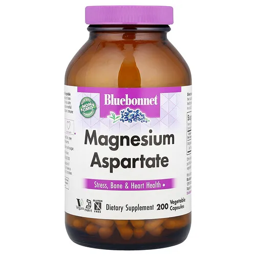 Bluebonnet Nutrition, Aspartato de magnesio, 200 mg, 200 cápsulas vegetales