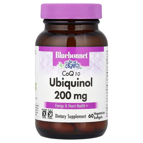 Bluebonnet Nutrition, CoQ10 ubiquinol, 200 mg, 60 cápsulas blandas vegetales