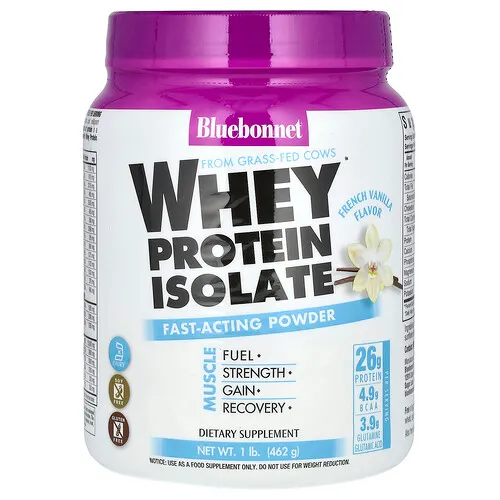 Bluebonnet Nutrition, Aislado de proteína de suero de leche, Vainilla francesa, 1 lb. (462 g)