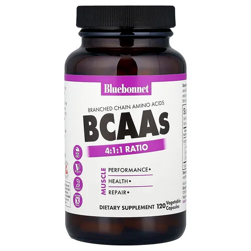 Bluebonnet Nutrition, Proporción de BCAA 4: 1: 1, 120 cápsulas vegetales