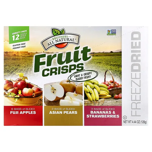 Brothers-All-Natural, Paquete variado de chips de frutas, 12 bolsas individuales, 126 g (4,44 oz)