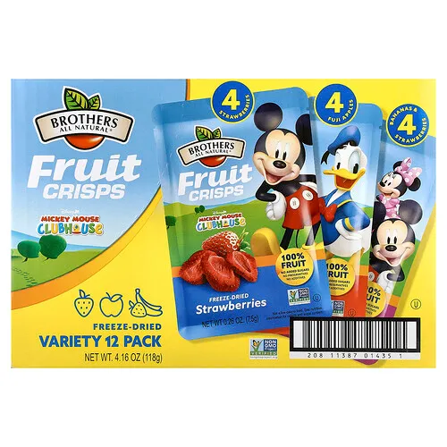 Brothers-All-Natural, Disney Jr. La casa de Mickey Mouse, Bocadillos de frutas, Paquete surtido, 12 unidades, 118 g (4,16 oz)